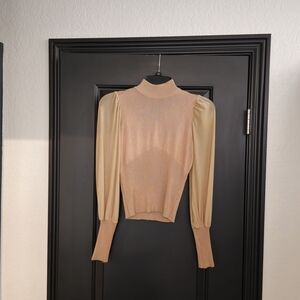 Fashion Nova Beige and Cream Blouse